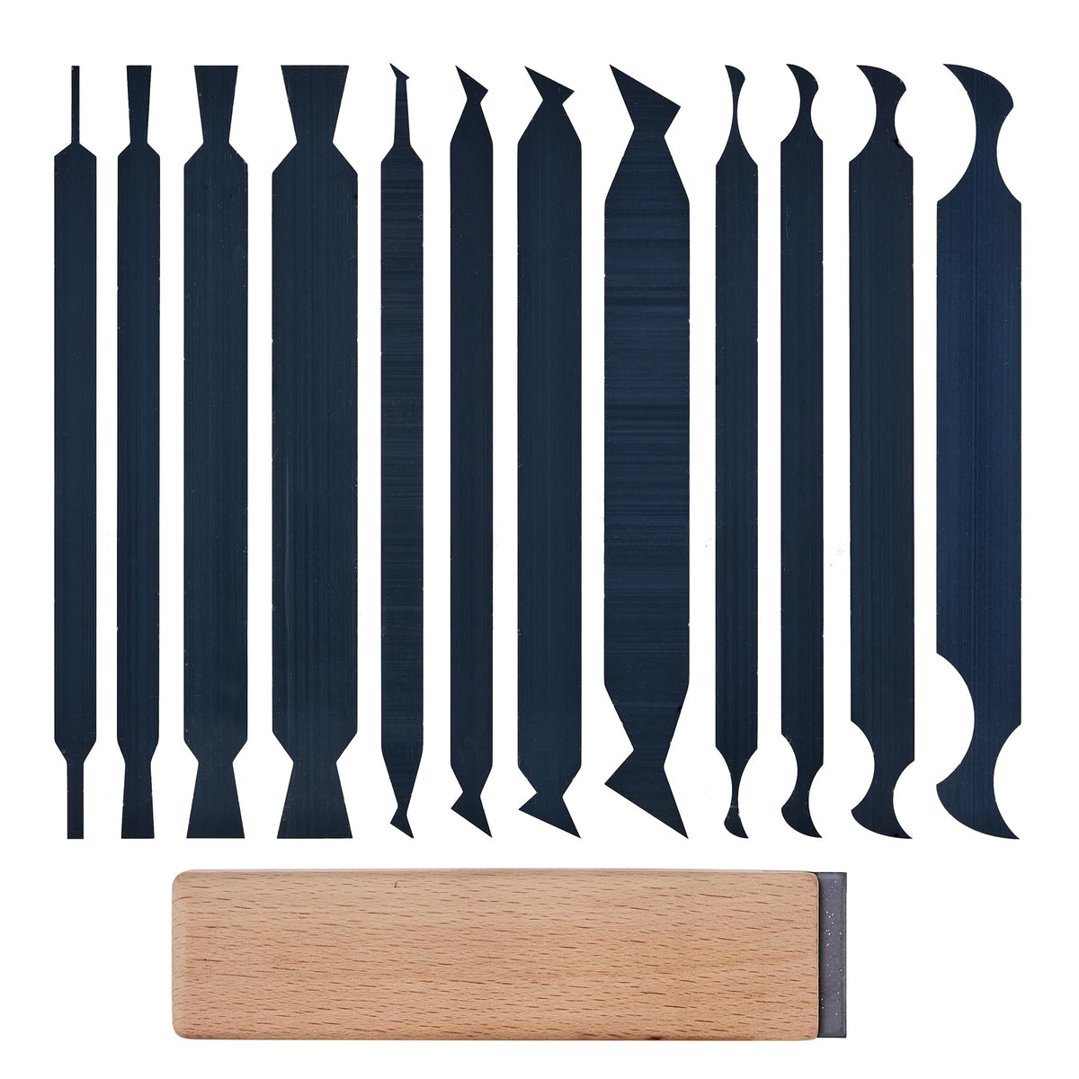 HERMIT TOOLS cabinet scraper set 12 shapes for precise edge work in small spaces.