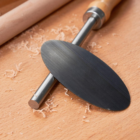 Hermit Tools double concave scraper reaches concave hollows cleanly