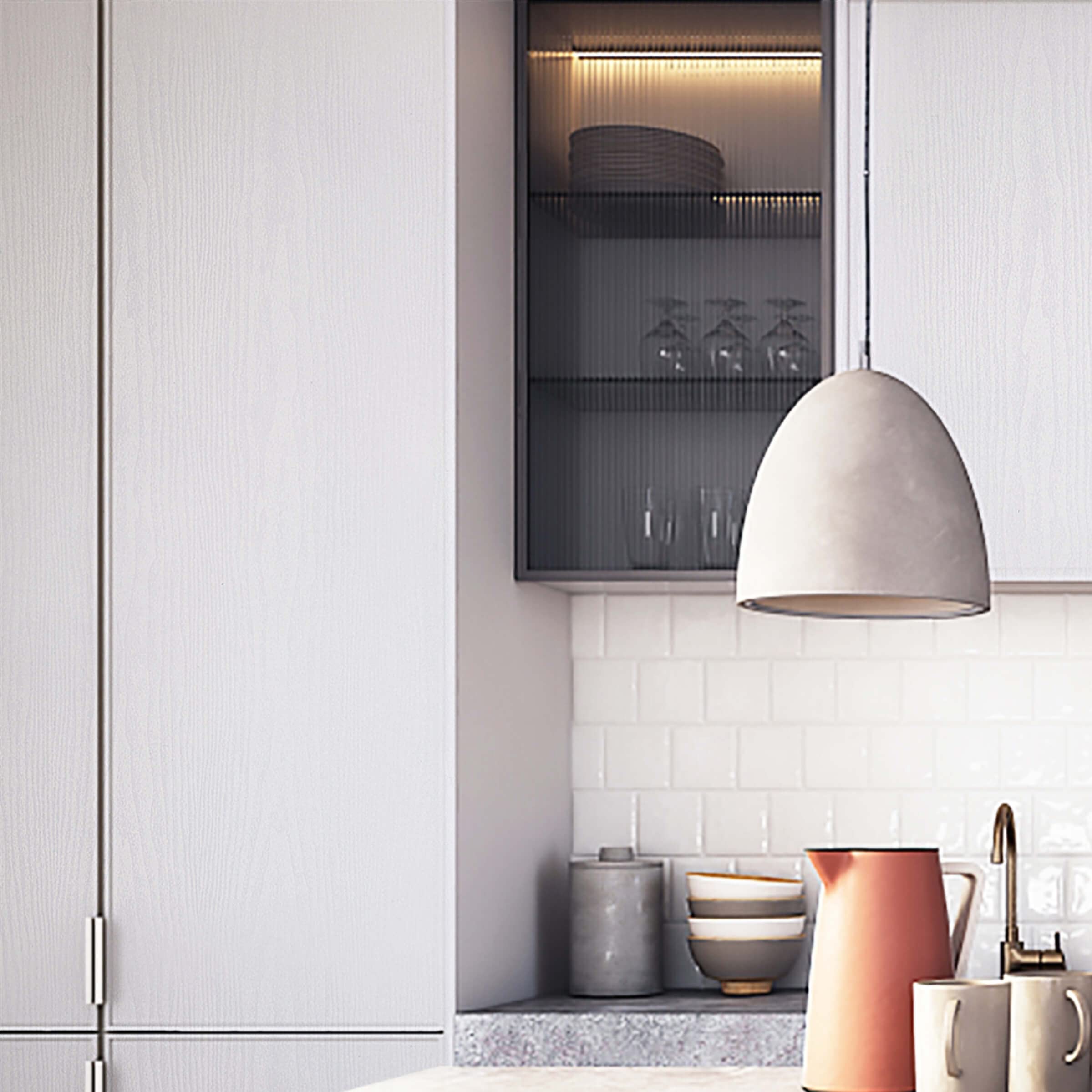 Heroad DIY room update idea using white wood grain wallpaper.