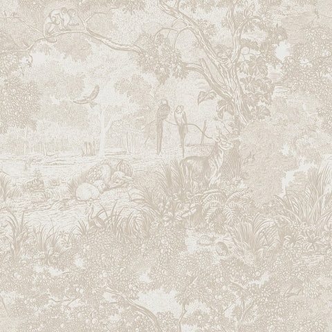 Heroad peel-and-stick wallpaper beige forest animals for an easy wall refresh.