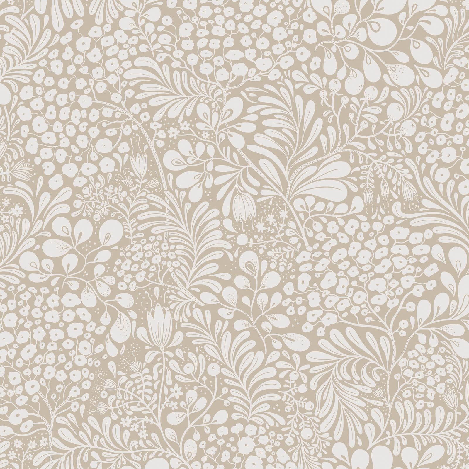 Heroad peel and stick wallpaper in boho beige with floral pattern, easy wall application.