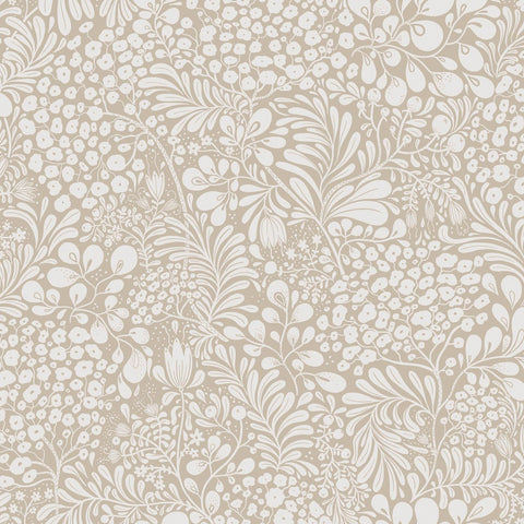 Heroad peel and stick wallpaper in boho beige with floral pattern, easy wall application.