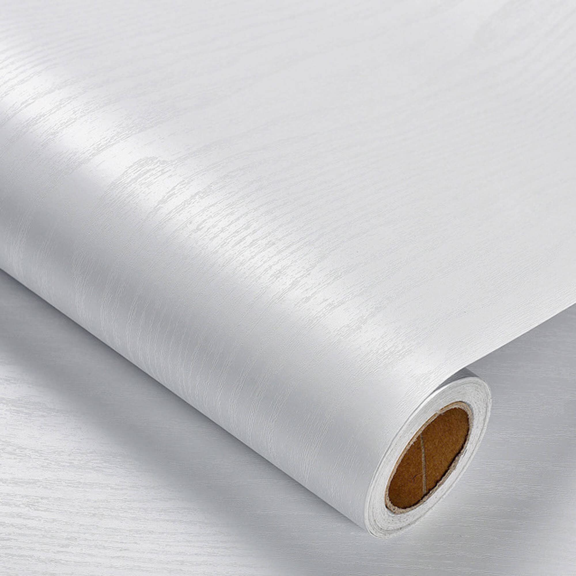 Heroad wood grain wallpaper roll in white for seamless cabinet makeover.