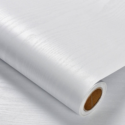 Heroad wood grain wallpaper roll in white for seamless cabinet makeover.