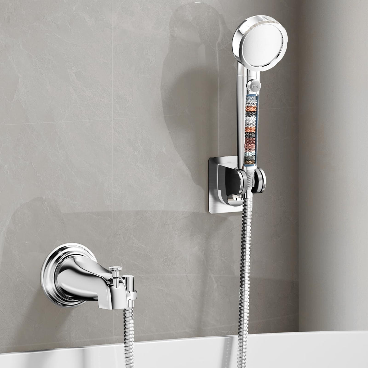 HEROBAI bathtub sprayer with diverter for seamless tub and shower use