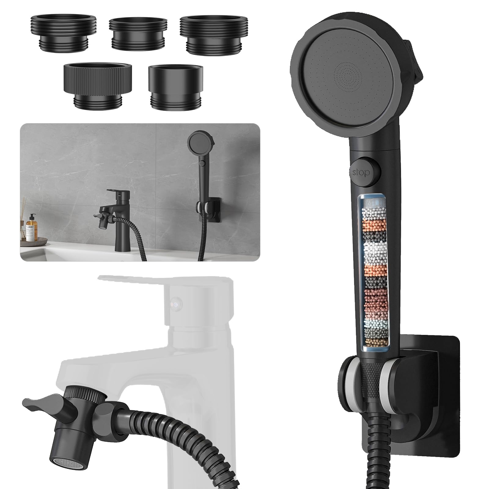 HEROBAI sink hose sprayer attachment shows versatile faucet control for easy cleaning tasks