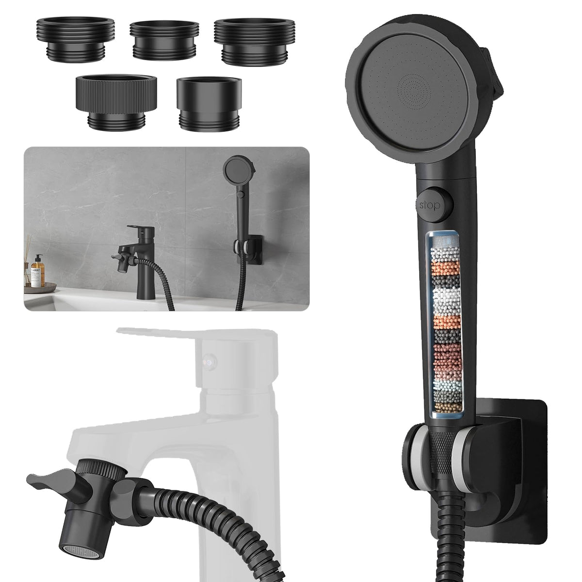 HEROBAI sink hose sprayer attachment shows versatile faucet control for easy cleaning tasks