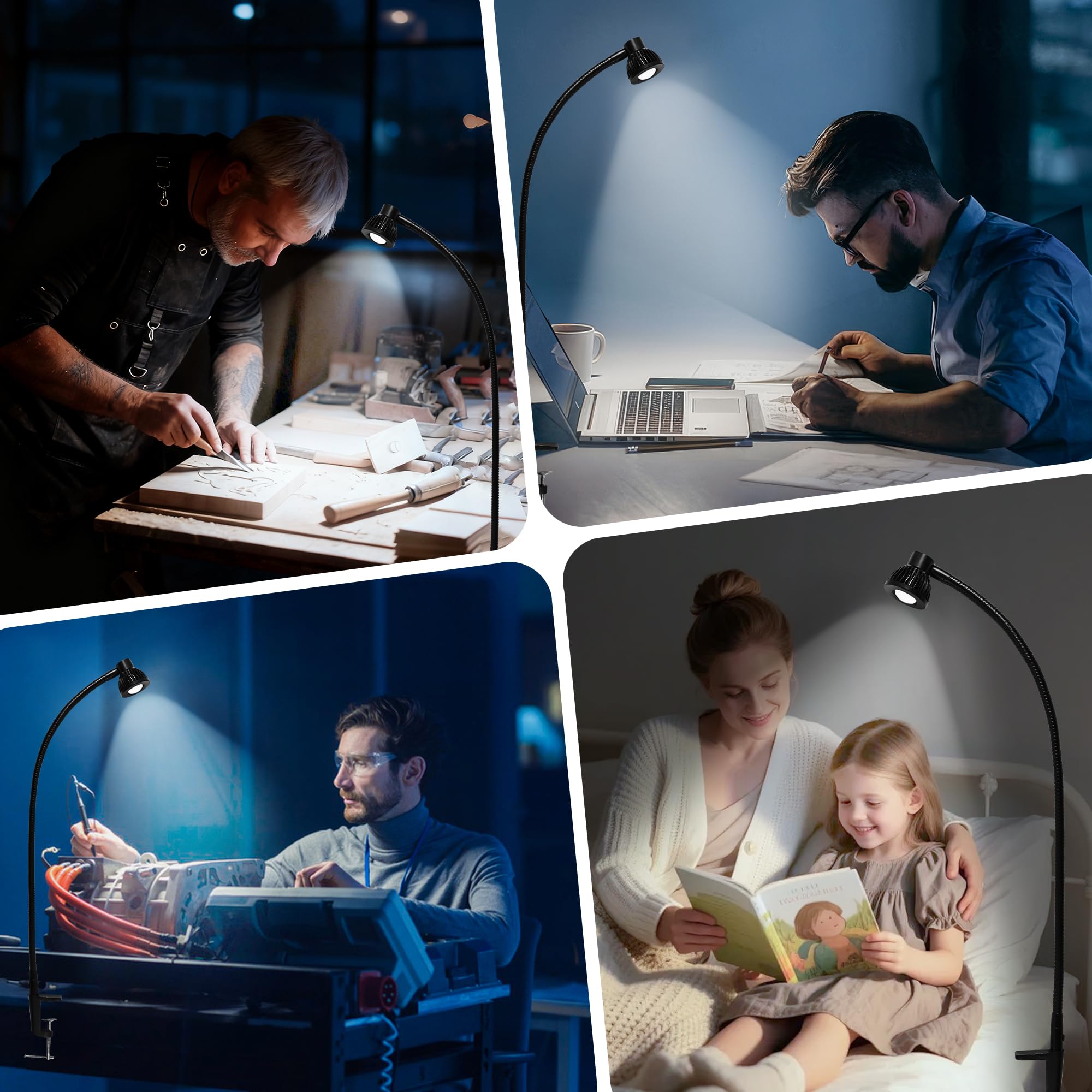 Hersi 2m cord enables flexible placement at a desk or bench