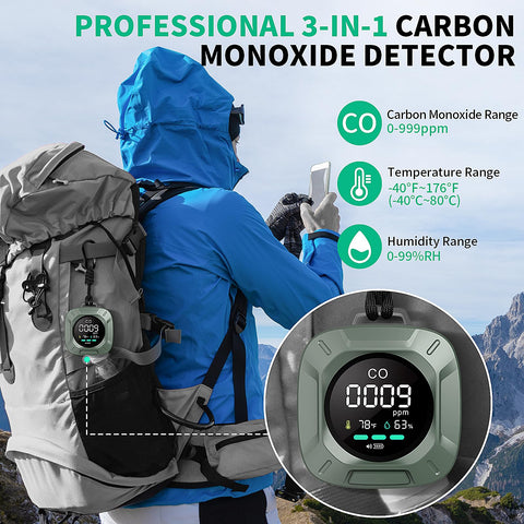 Hervimo CO detector with magnetic mount attached to a metal surface for versatile placement.