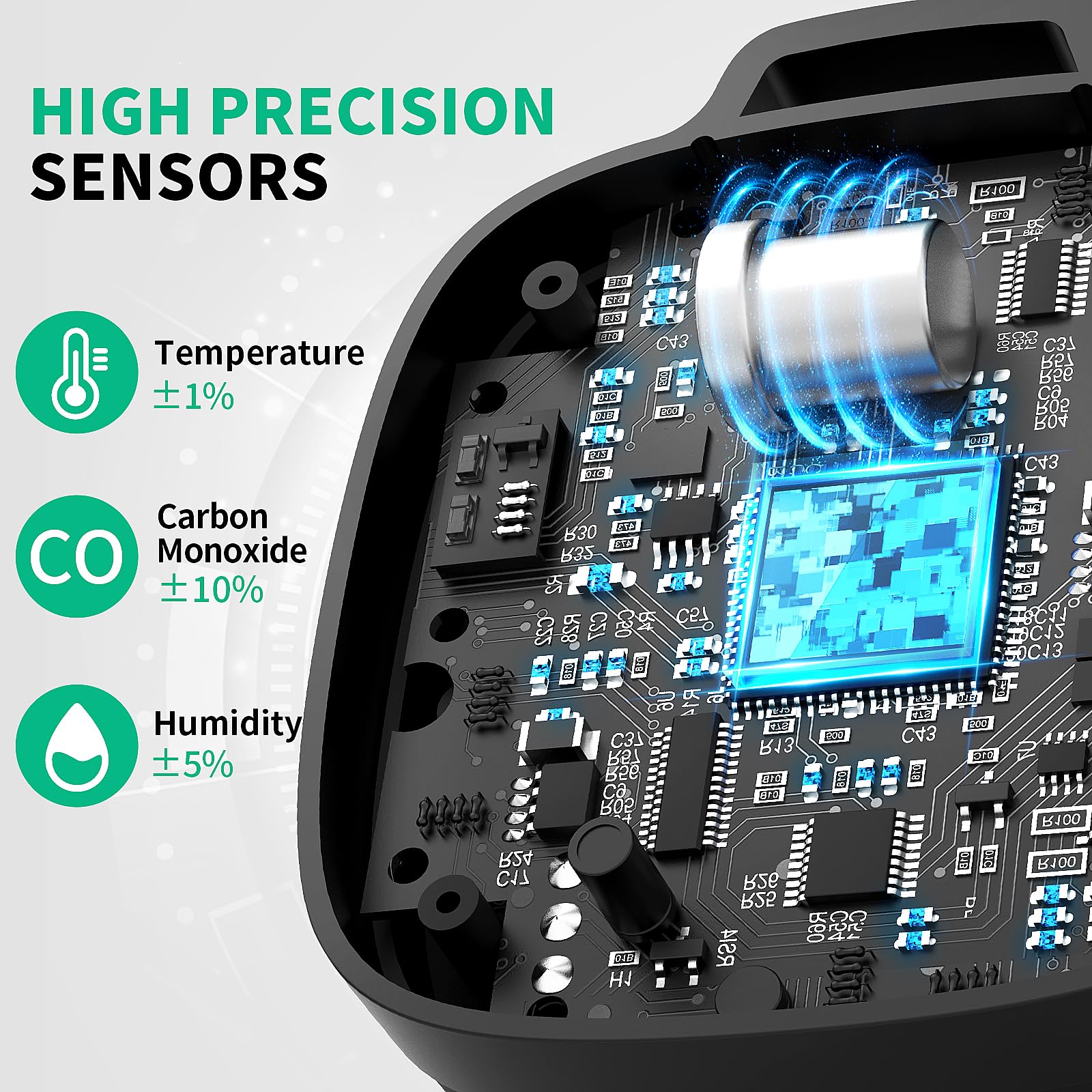 Hervimo co-detector removable lanyard enables hands-free travel and quick access.