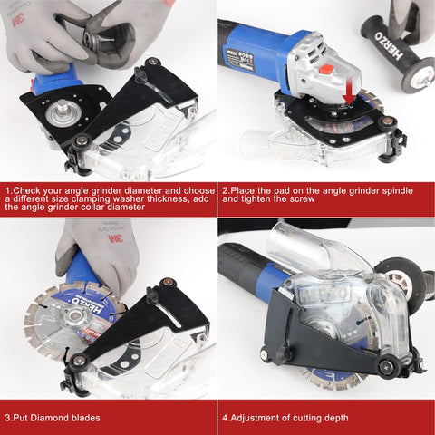 Four clamp fittings ensure a stable guard setup on various tools.