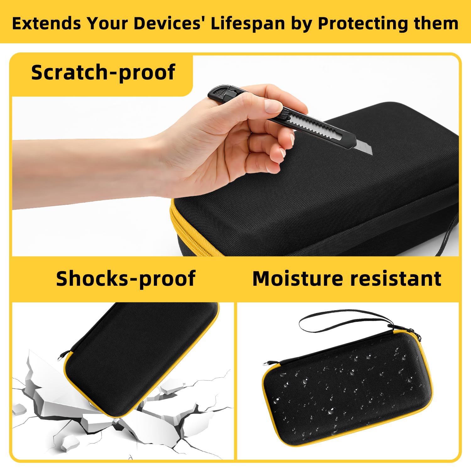 HESPLUS case includes secure mesh pocket for manuals and batteries