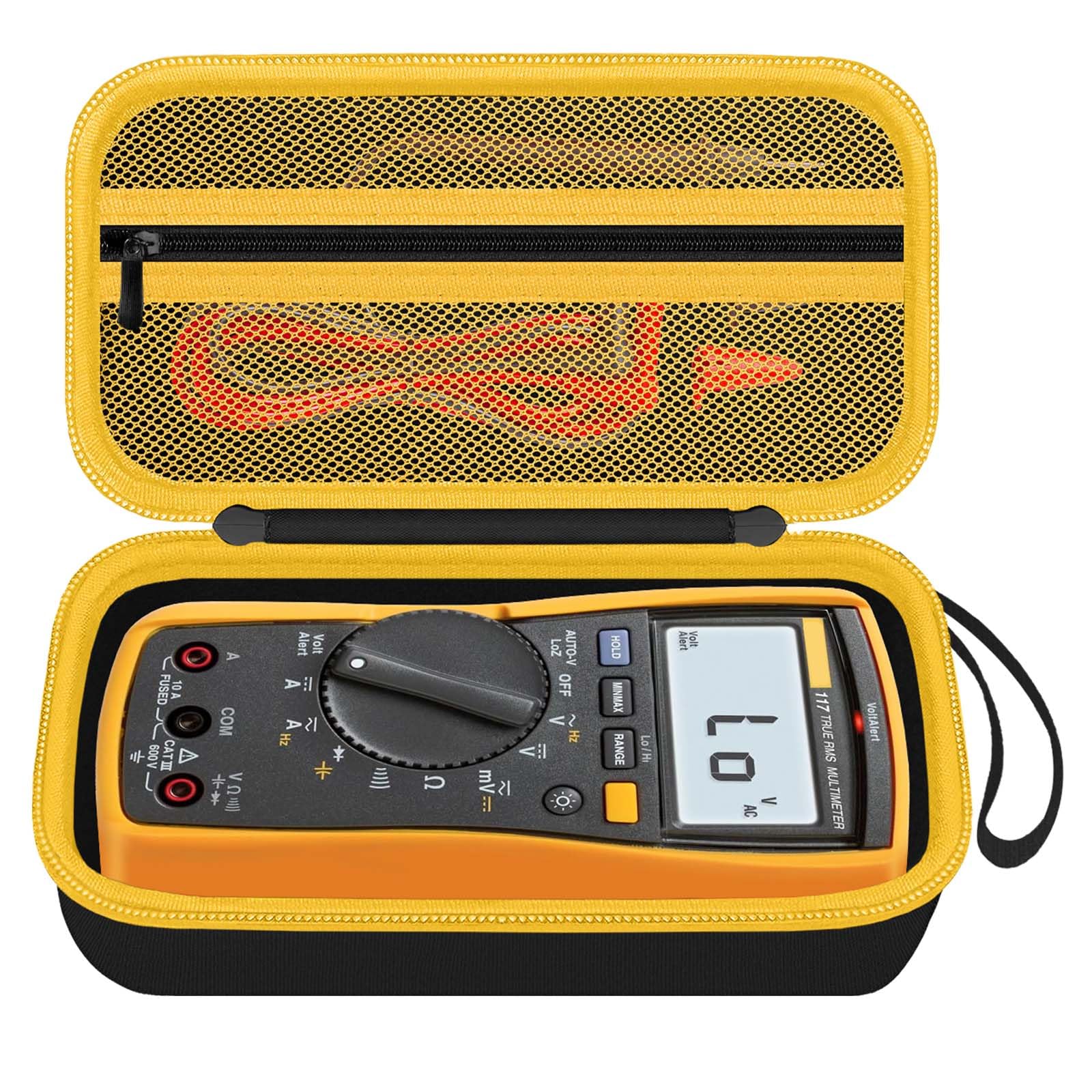 HESPLUS carrying case exterior shows durable EVA shell protecting Fluke meters during transport