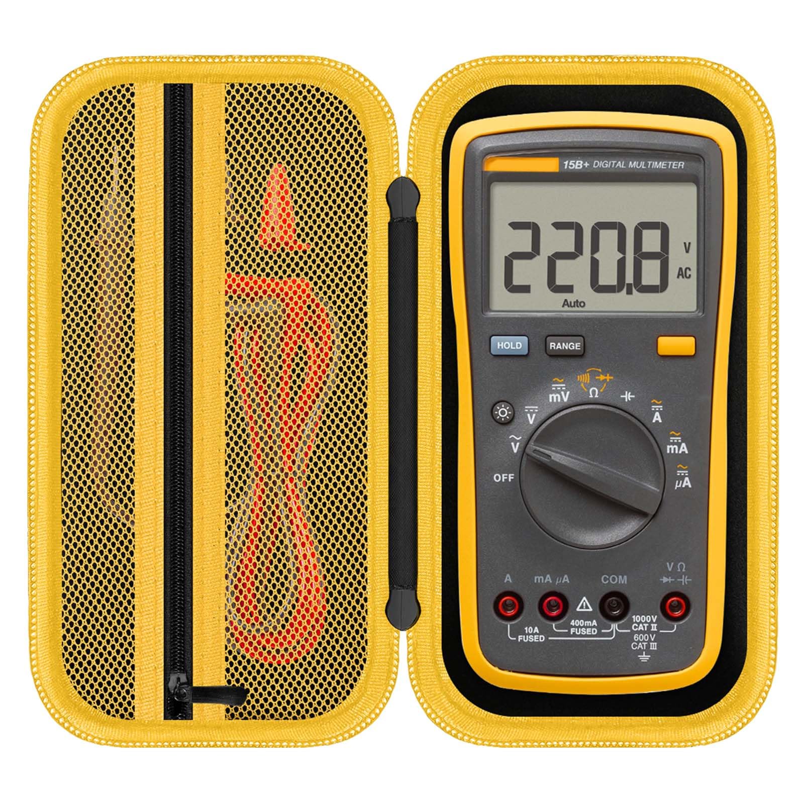 HESPLUS case mesh pocket with zipper stores leads and small parts securely