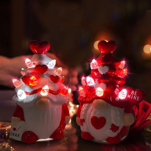 Hexagram Valentines mantle display stand showcases elegant ceramic lights