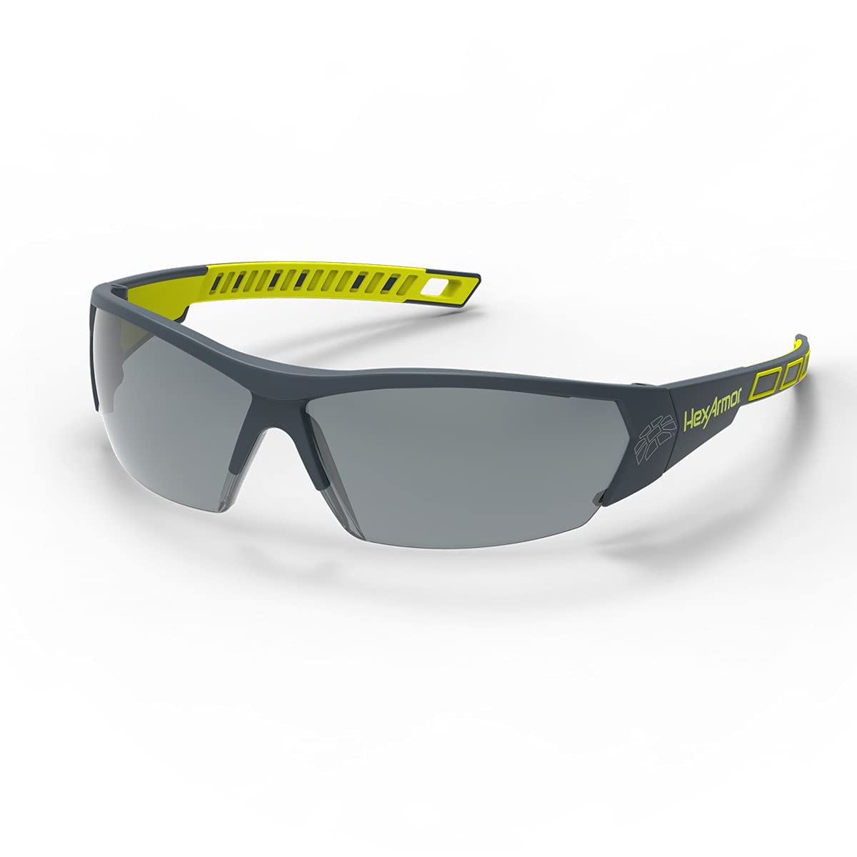 HexArmor MX250 Variomatic safety glasses side arm showing slip-free comfort for all-day wear