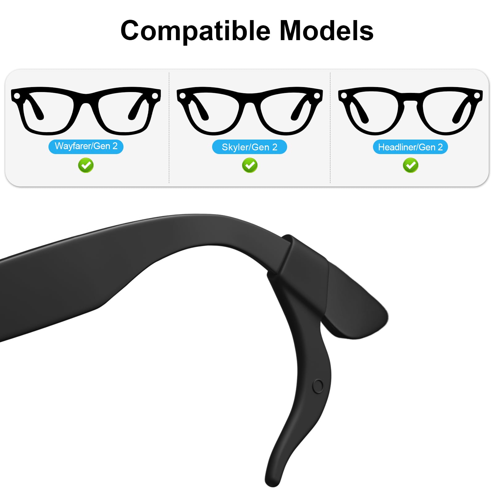 Hexasider Ray-Ban-compatible ear tips demonstrate anti-slip grip for active use.