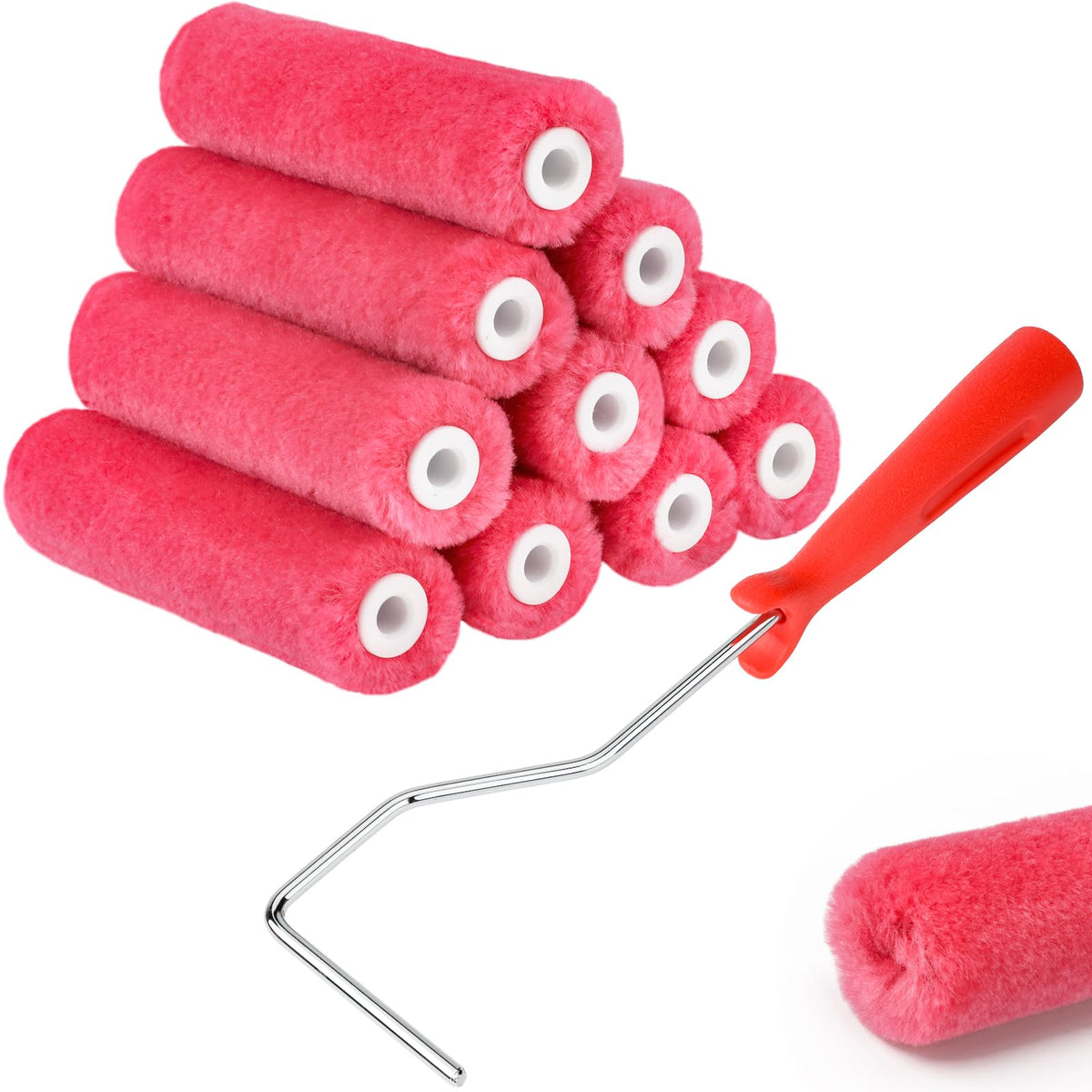 HexDorn 4-inch mohair roller cover delivers smooth, lint-free finishes for cabinets and walls.