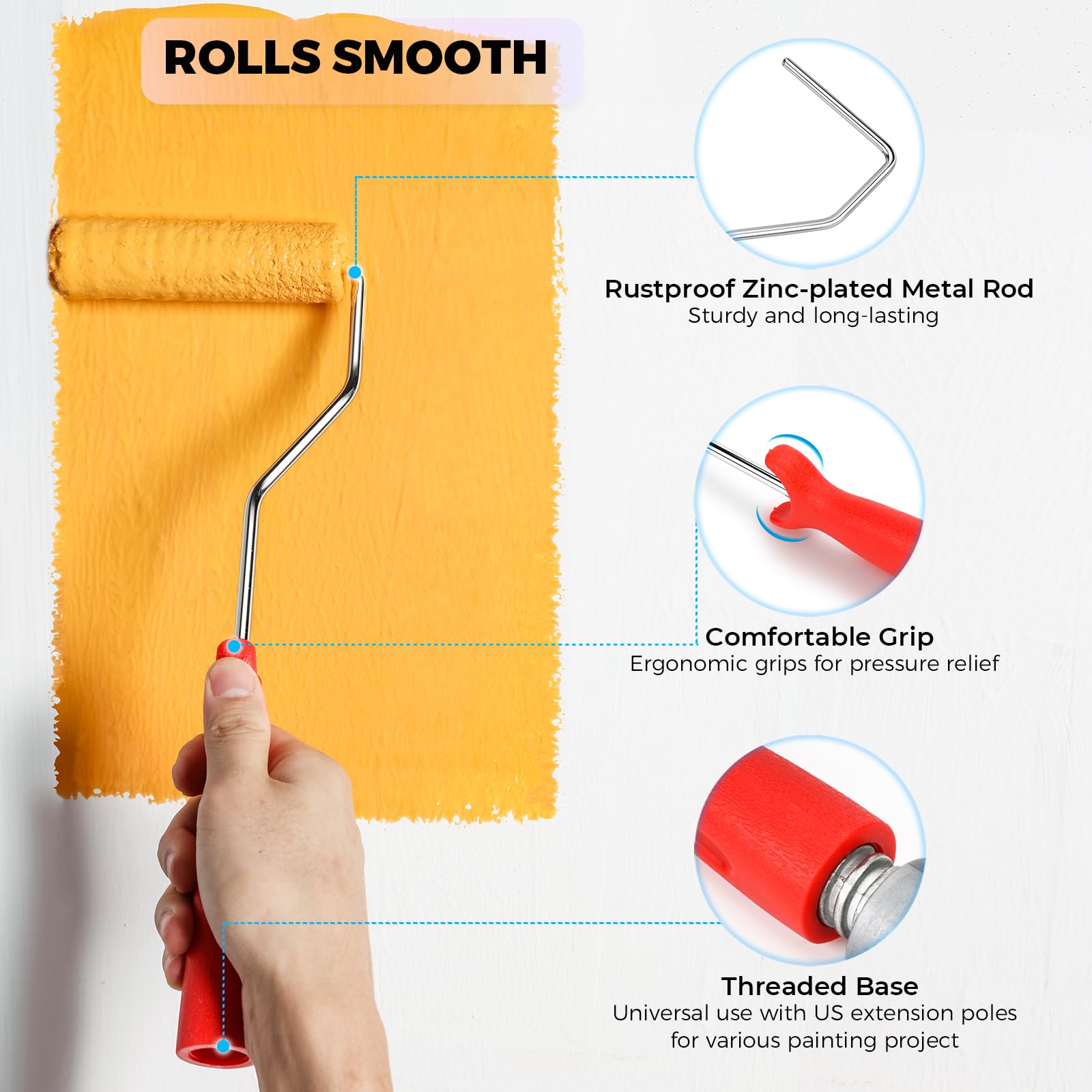 HexDorn mini rollers offer quick coverage with minimal splatter on small projects.