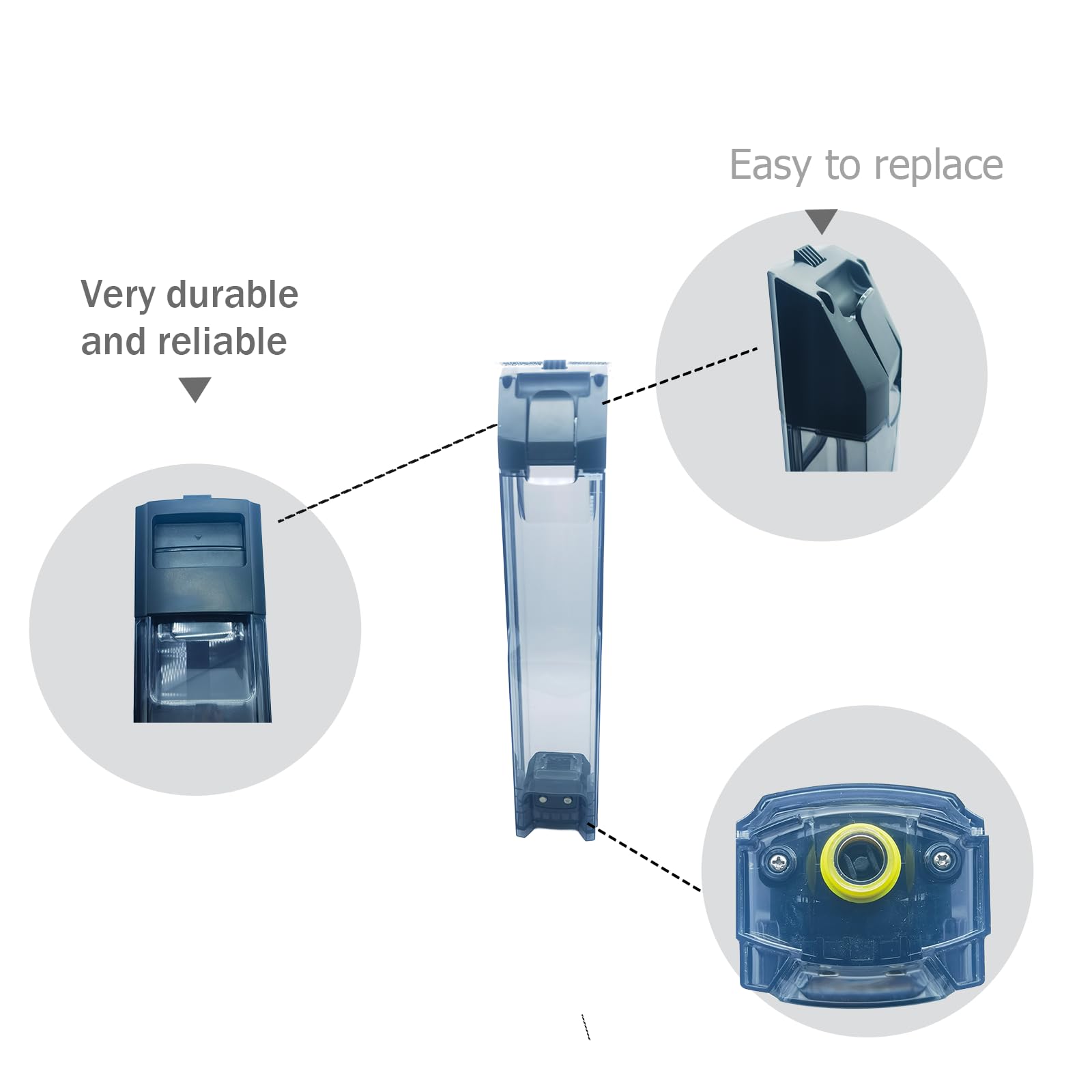 Hexorio S5 Pro water tank with snap-in design enables quick, tool-free replacement.