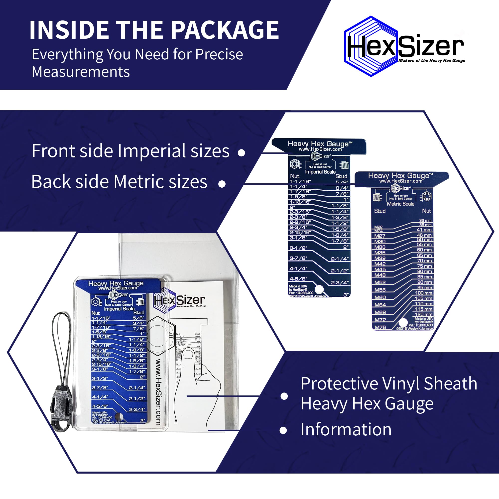 HexSizer ergonomic pocket tool for on-site measurement tasks.