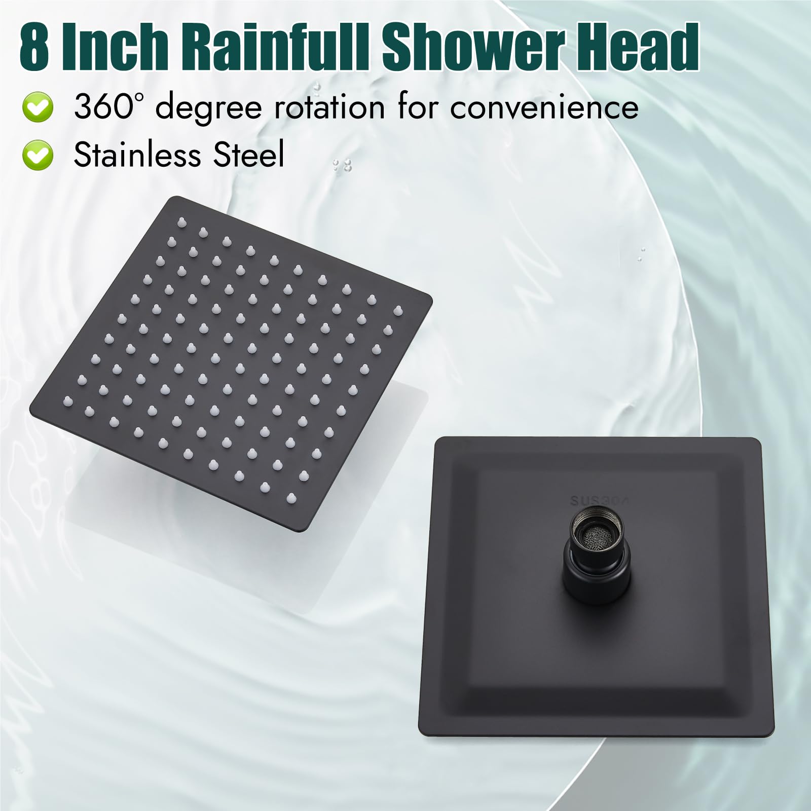 Heyalan matte black shower faucet kit enhances contemporary bathroom design.