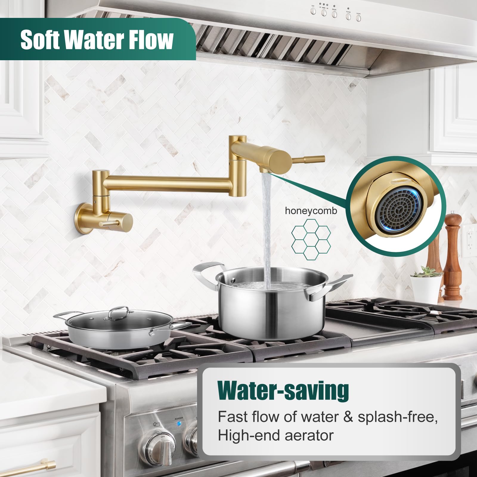 Heyalan pot filler uses 1/2 inch NPT connection for US-standard fittings