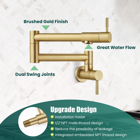 Heyalan pot filler wall-mount flange provides solid installation and stability