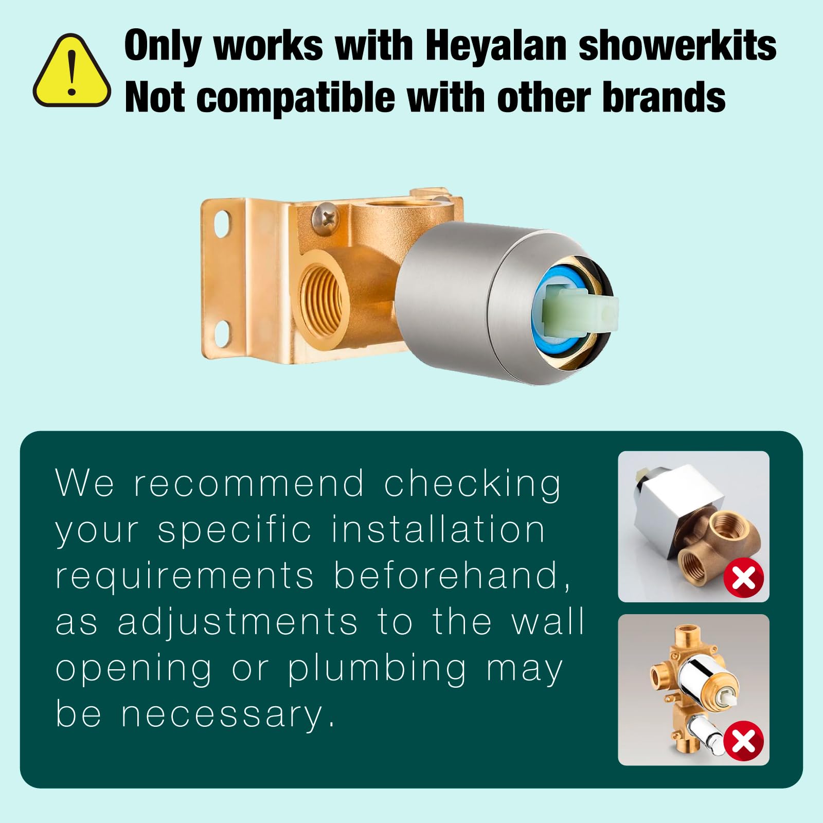 Heyalan shower handle square provides smooth single-control operation for easy temperature adjustment.