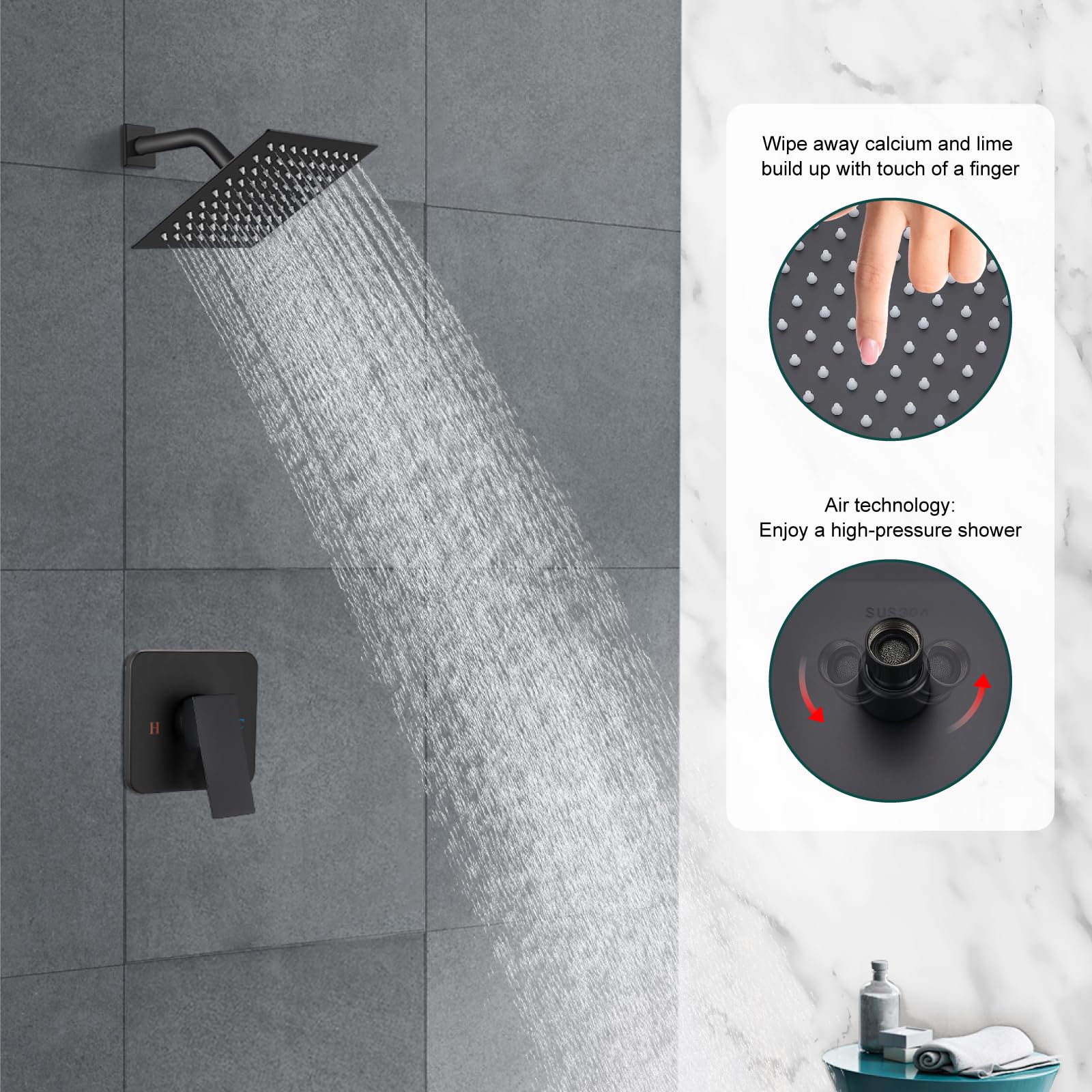 Heyalan square valve and escutcheon trim for seamless integration.