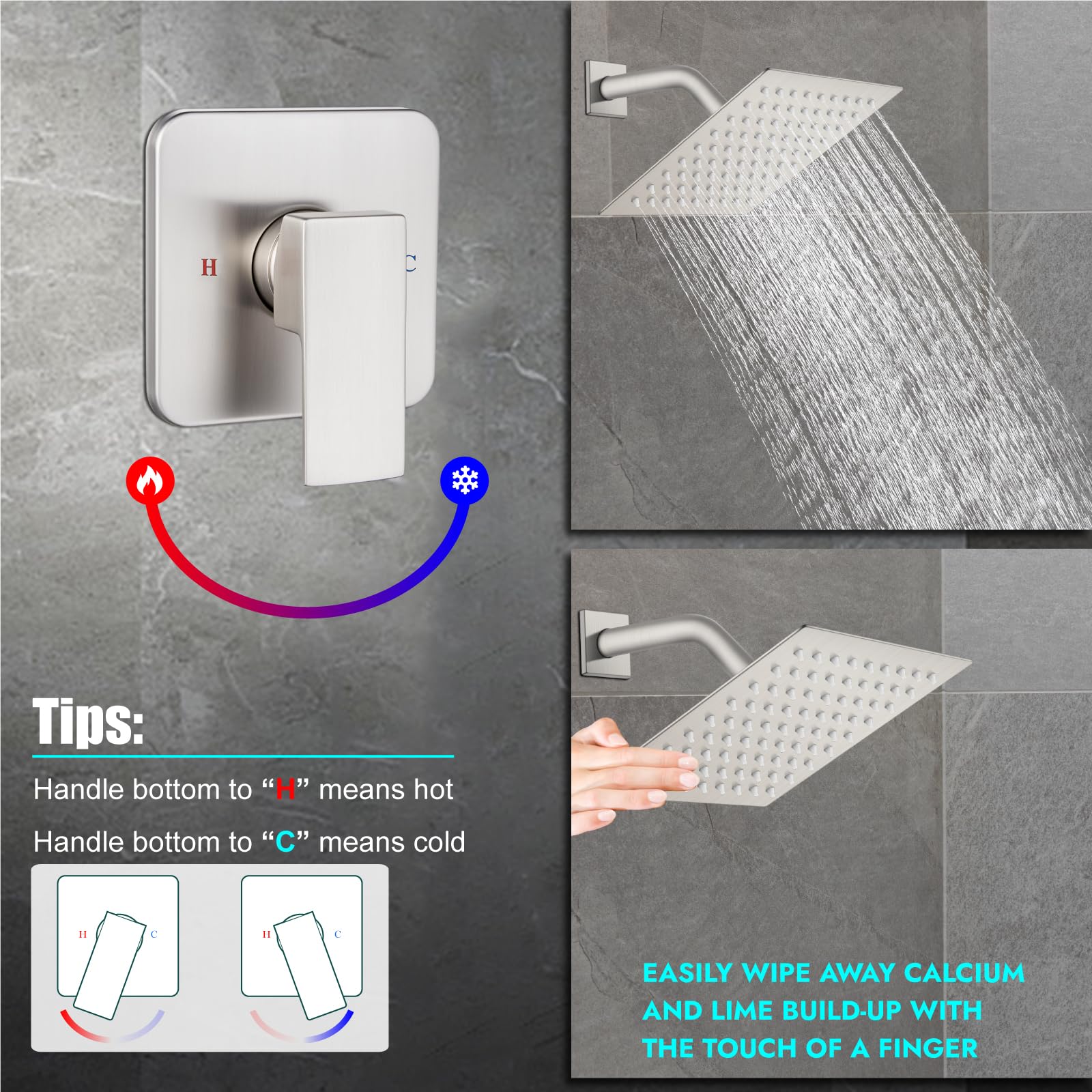 Heyalan swivel-ball showerhead lets you adjust angle for personalized comfort.