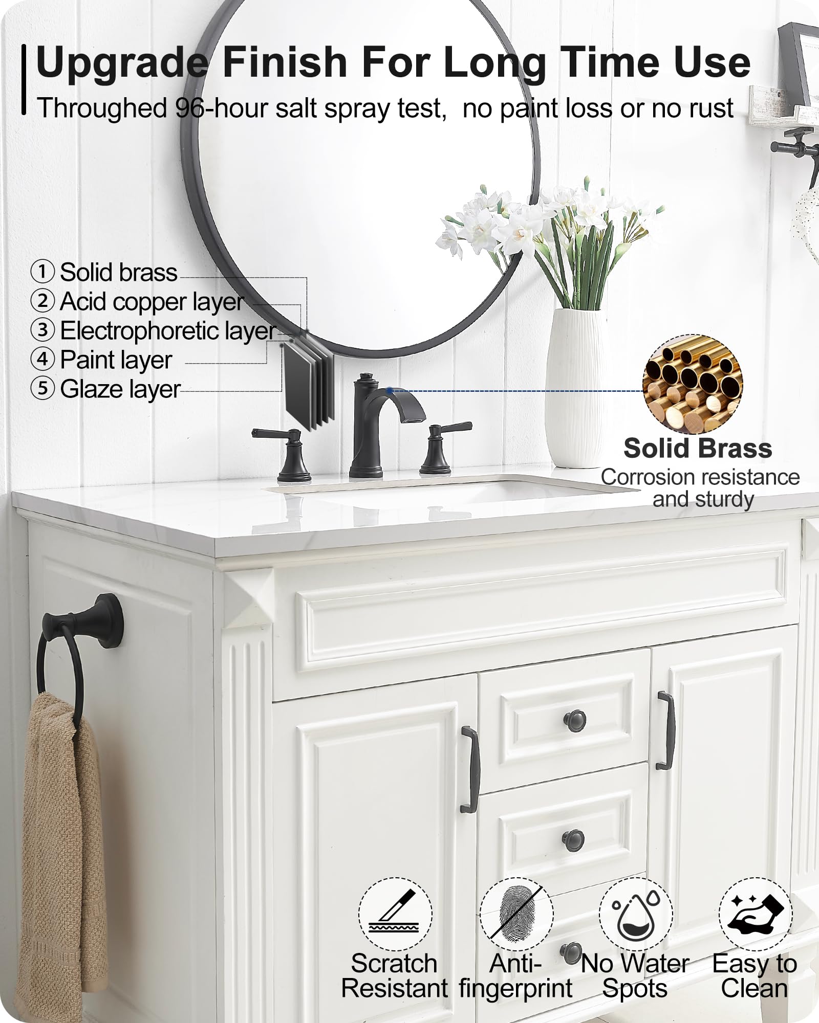 Heymytap two-handle control allows precise temperature and flow adjustment.