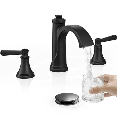 Heymytap matte black bathroom faucet with arch design for a timeless look.