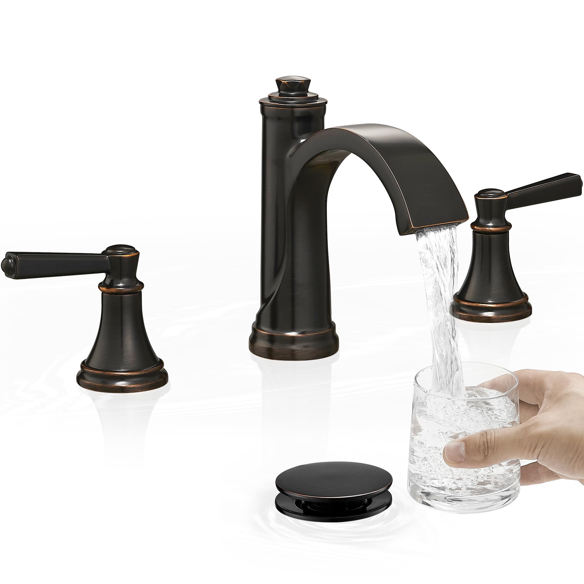 HEYMYTAP Waterfall Faucet front view with elegant arched spout for a refined bathroom