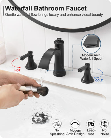 Heymytap waterfall spout provides a smooth, quiet flow at the sink.