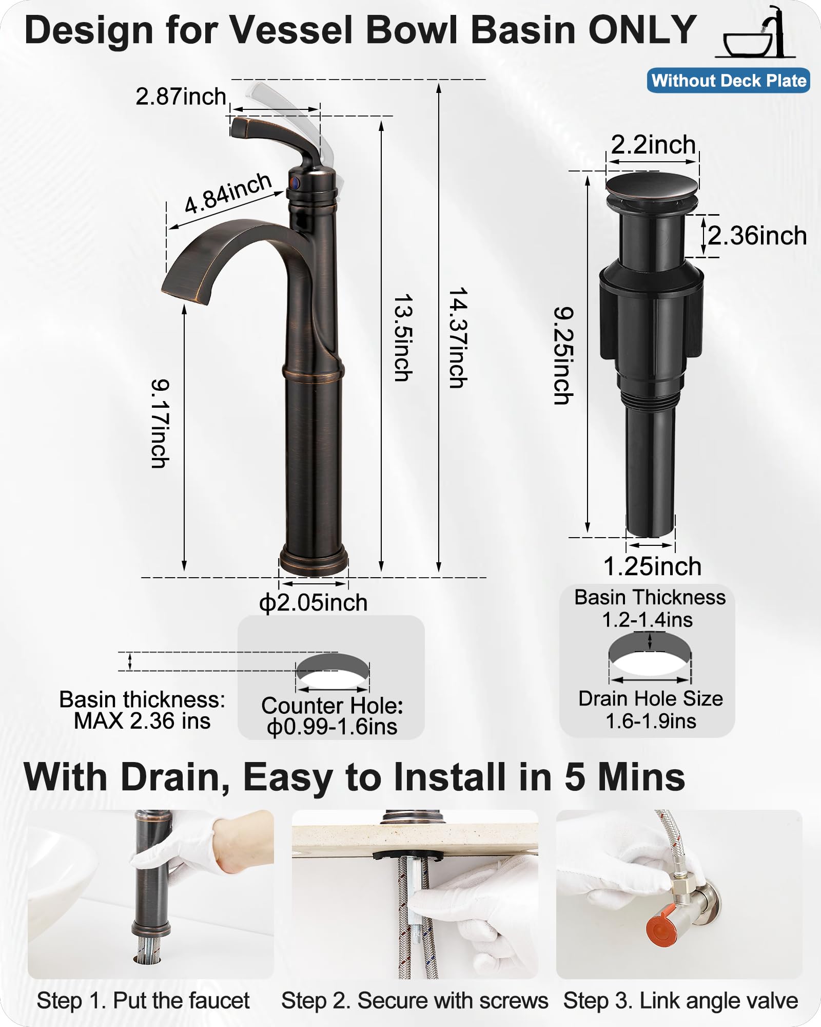 HEYMYTAP pop-up drain includes odor-sealing top for secure drainage