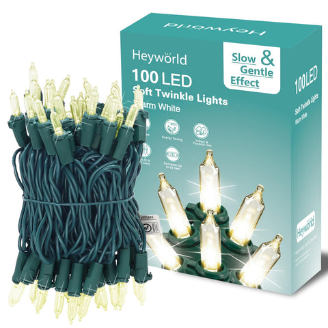 Heyworld 100 LED slow twinkle lights for a soft, calming display.