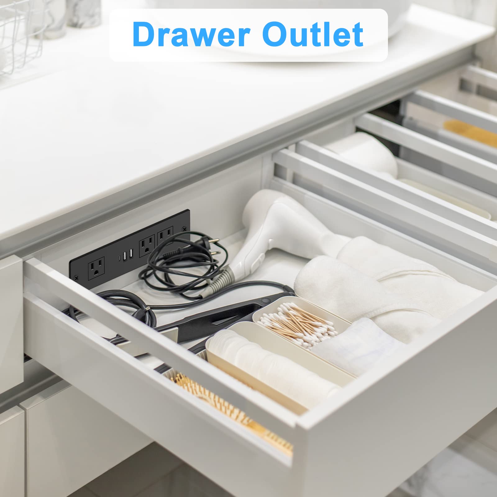 HEZI behind-the-couch outlet conceals cords effectively.