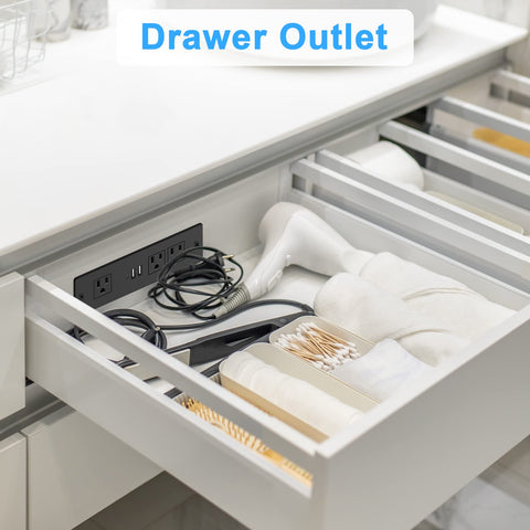 HEZI behind-the-couch outlet conceals cords effectively.