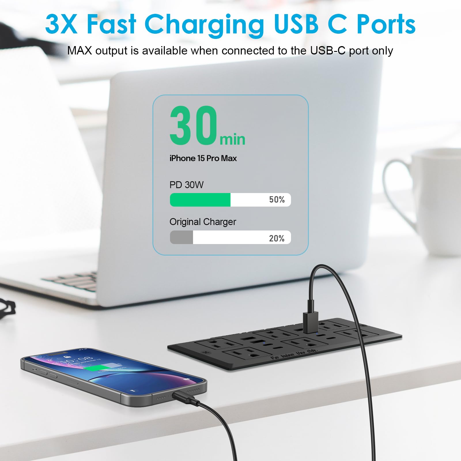 HEZI conference table hole mount fits slim desks with neat outlets.