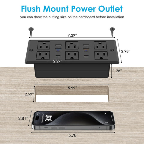 HEZI desk flush mount outlet hub clean conference table wiring.