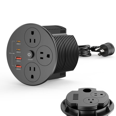 HEZI Desktop Power Grommet with 100W USB-C for fast charging at your desk.