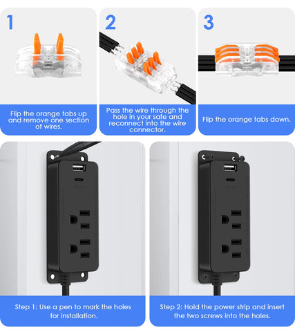 HEZI gun safe power outlet kit features a 6.5ft cord for flexible placement.