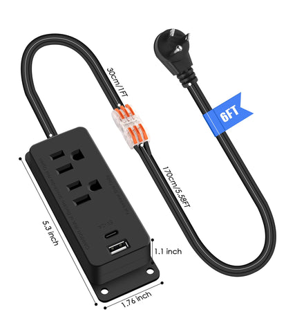 HEZI gun safe power outlet kit fits behind furniture with a standard plug.