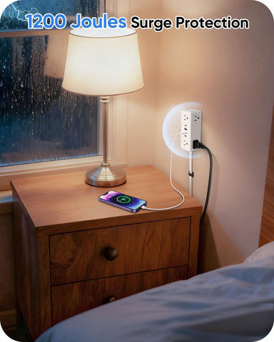 HEZI compact power solution behind desk keeps cords tidy