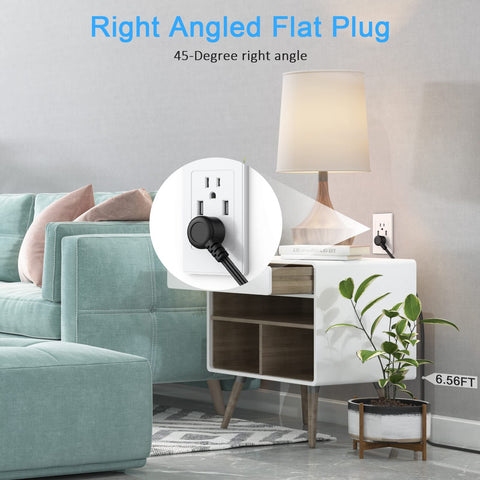 HEZI 10-foot flat extension cord fits flexibly under desks.