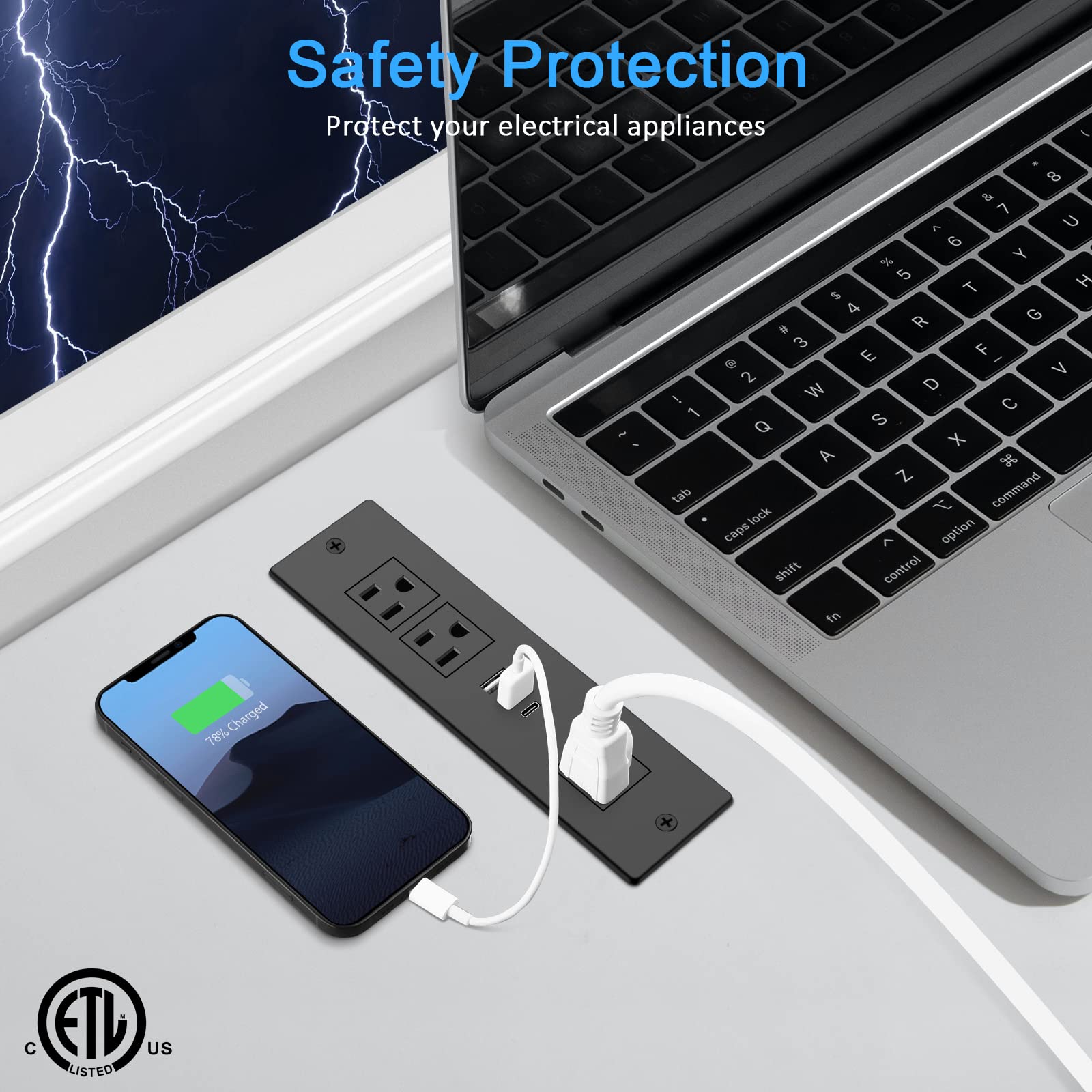 HEZI USB-C PD 20W port ready to fast-charge devices.