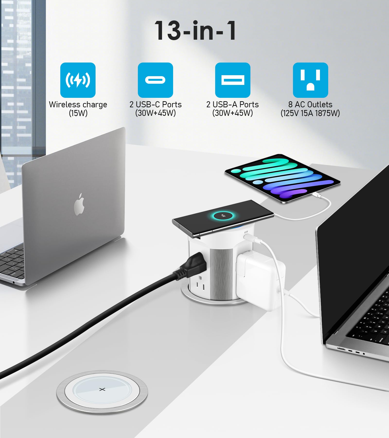 HEZI wireless charge panel lights up while charging a phone