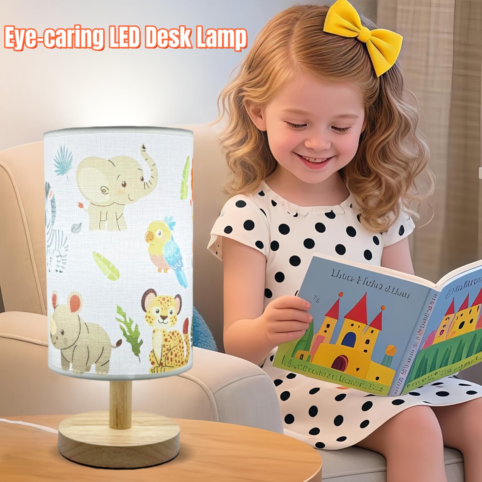 HFYCENYAN lamp with linen shade softens light for cozy evenings.