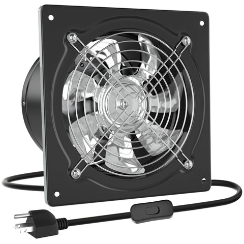 HG Power 10-inch exhaust fan front view with damper for efficient air removal